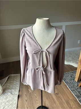 Maurices Soft Mauve Tie-Front Top